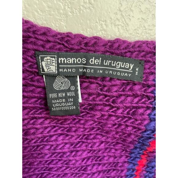Manos Del Uruguay Wool Scarf Hat Striped Pink Purple Blue - Picture 5 of 7